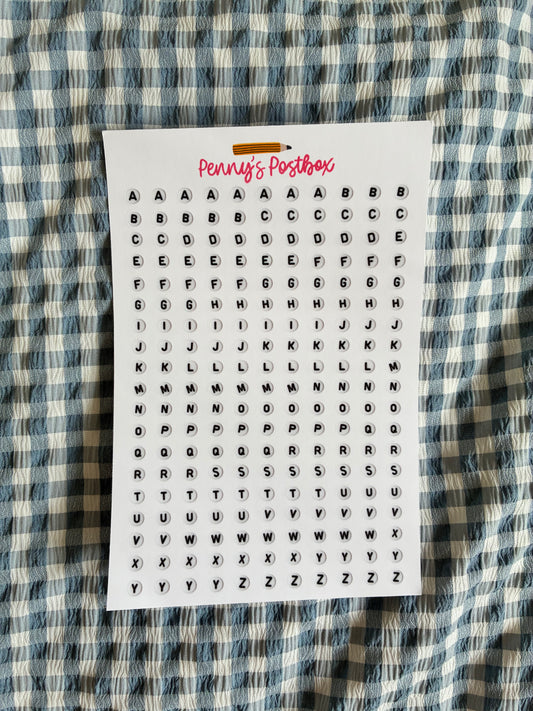 Letter Beads Sticker Sheet