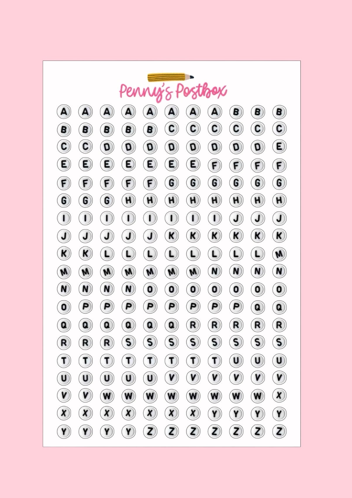 Letter Beads Sticker Sheet