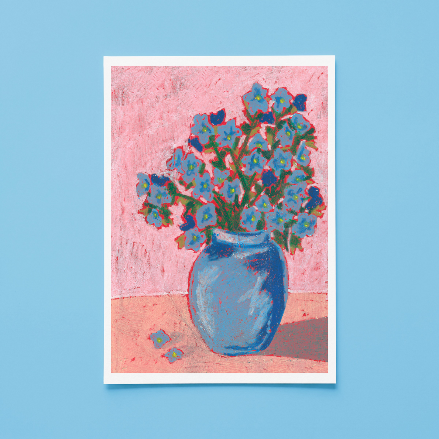 Blue Flowers in Vase Art Print